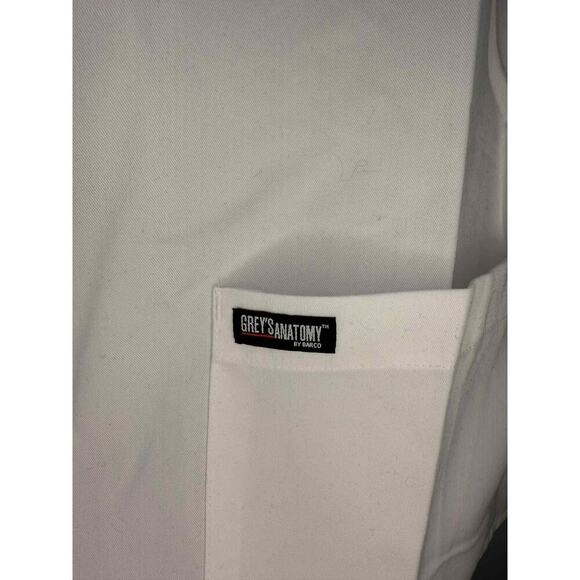 NWT Grey's Anatomy by Barco 2 Pocket V-Neck Shirred Back Scrub Top White XS - Picture 4 of 8